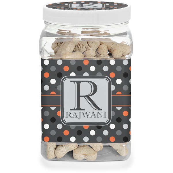 Custom Gray Dots Dog Treat Jar (Personalized)