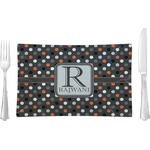 Gray Dots Glass Rectangular Lunch / Dinner Plate (Personalized)