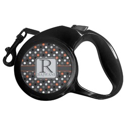 Gray Dots Retractable Dog Leash (Personalized)