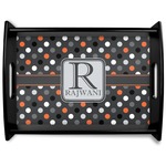 Gray Dots Black Wooden Tray - Large (Personalized)