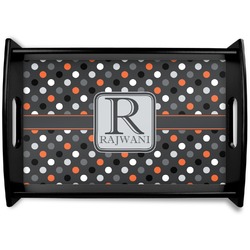 Gray Dots Black Wooden Tray - Small (Personalized)