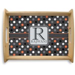 Gray Dots Natural Wooden Tray - Large (Personalized)