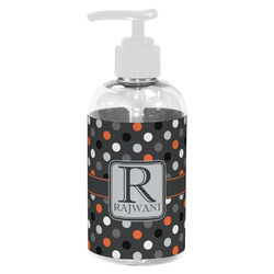 Gray Dots Plastic Soap / Lotion Dispenser (8 oz - Small - White) (Personalized)