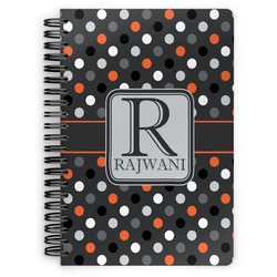 Gray Dots Spiral Notebook - 7x10 w/ Name and Initial