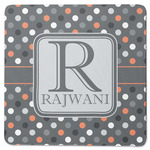 Gray Dots Square Rubber Backed Coaster (Personalized)