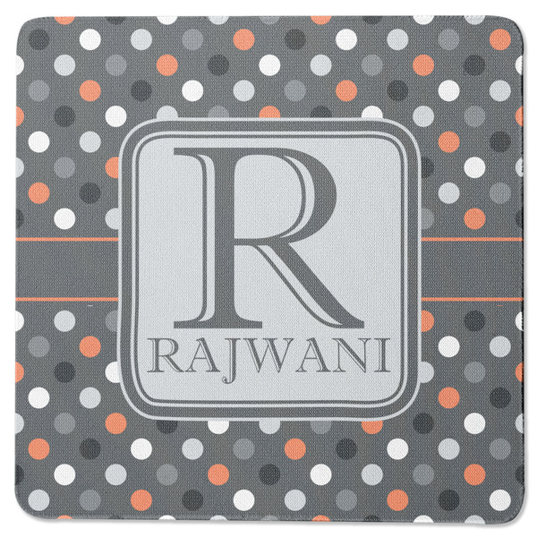 Custom Gray Dots Square Rubber Backed Coaster (Personalized)