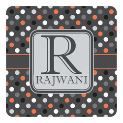 Gray Dots Square Decal - Large (Personalized)