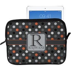 Gray Dots Tablet Case / Sleeve - Large (Personalized)