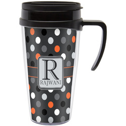 Gray Dots Acrylic Travel Mug with Handle (Personalized)