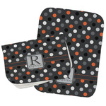 Gray Dots Burp Cloths - Fleece - Set of 2 w/ Name and Initial