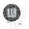 Gray Dots White Plastic 5.5" Stir Stick - Single Sided - Round - Front & Back