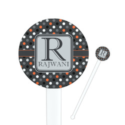 Gray Dots 7" Round Plastic Stir Sticks - White - Single Sided (Personalized)