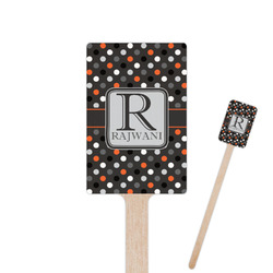 Gray Dots 6.25" Rectangle Wooden Stir Sticks - Double Sided (Personalized)
