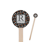 Gray Dots 6" Round Wooden Stir Sticks - Single Sided (Personalized)