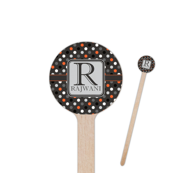 Custom Gray Dots 7.5" Round Wooden Stir Sticks - Single Sided (Personalized)