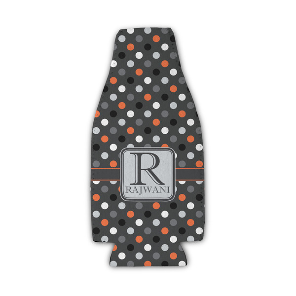 Custom Gray Dots Zipper Bottle Cooler (Personalized)