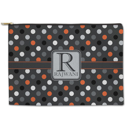 Gray Dots Zipper Pouch - Large - 12.5"x8.5" (Personalized)
