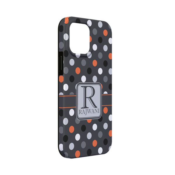 Custom Gray Dots iPhone Case - Rubber Lined - iPhone 13 Mini (Personalized)