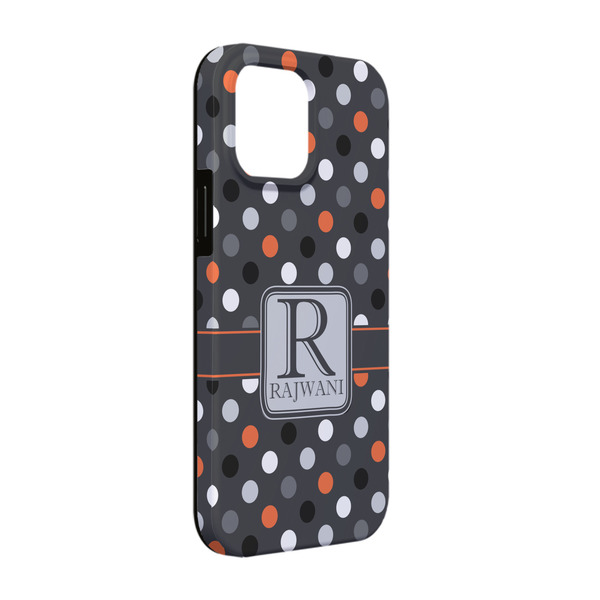 Custom Gray Dots iPhone Case - Rubber Lined - iPhone 13 (Personalized)