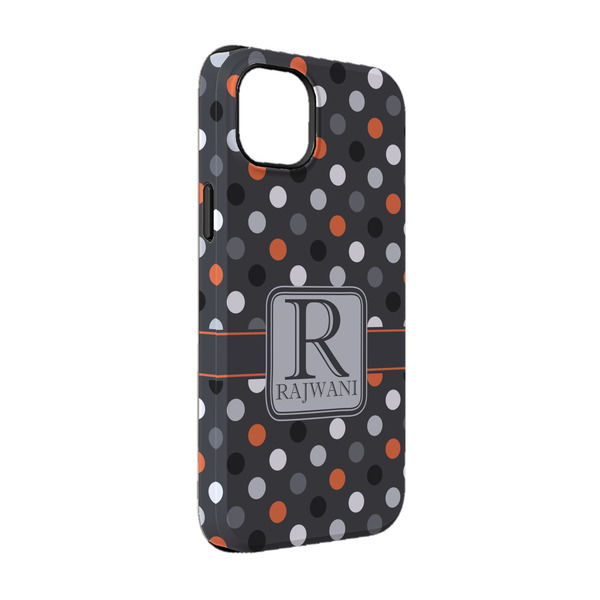 Custom Gray Dots iPhone Case - Rubber Lined - iPhone 14 (Personalized)