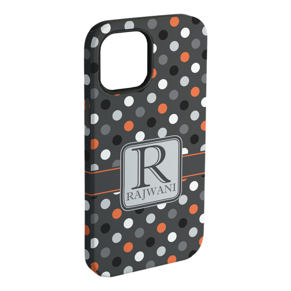 Custom Gray Dots iPhone Case - Rubber Lined - iPhone 15 Plus (Personalized)