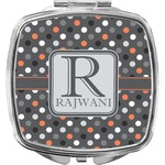 Gray Dots Compact Makeup Mirror (Personalized)