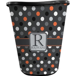 Gray Dots Waste Basket - Double Sided (Black) (Personalized)