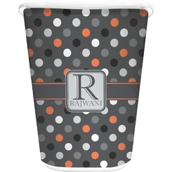 Gray Dots Waste Basket - Single Sided (White) (Personalized)