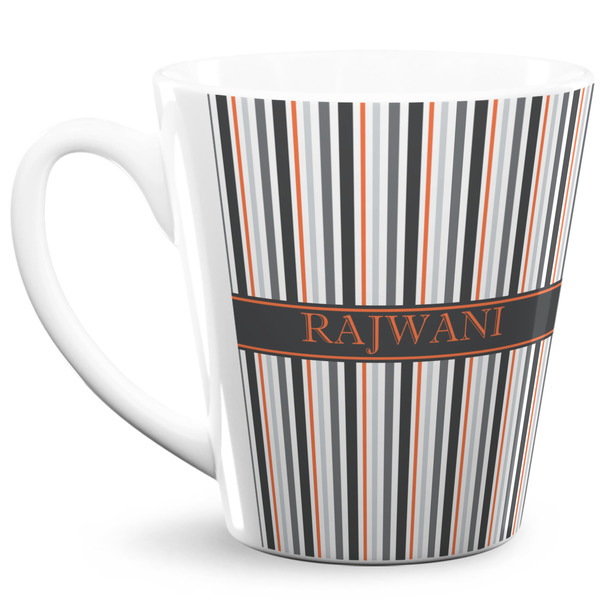 Custom Gray Stripes 12 Oz Latte Mug (Personalized)