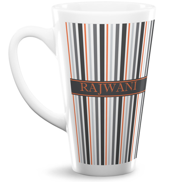 Custom Gray Stripes 16 Oz Latte Mug (Personalized)