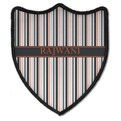 Gray Stripes Iron On Shield Patch B w/ Name or Text