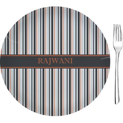 Gray Stripes 8" Glass Appetizer / Dessert Plates - Single or Set (Personalized)