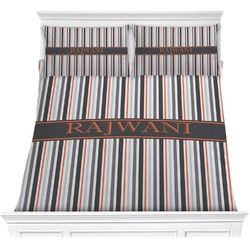 Gray Stripes Comforter Set - Full / Queen (Personalized)