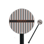 Gray Stripes 5.5" Round Plastic Stir Sticks - Black - Double Sided (Personalized)