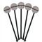 Gray Stripes Black Plastic 5.5" Stir Stick - Round - Fan View