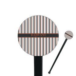 Gray Stripes 7" Round Plastic Stir Sticks - Black - Single Sided (Personalized)