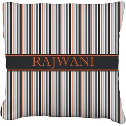 Gray Stripes Faux-Linen Throw Pillow 18" (Personalized)