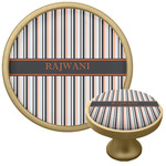 Gray Stripes Cabinet Knob - Gold (Personalized)