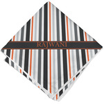 Gray Stripes Cloth Cocktail Napkin - Single w/ Name or Text