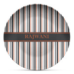 Gray Stripes Microwave Safe Plastic Plate - Composite Polymer (Personalized)