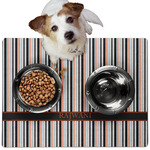 Gray Stripes Dog Food Mat - Medium w/ Name or Text