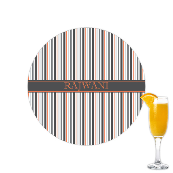 Custom Gray Stripes Printed Drink Topper - 2.15" (Personalized)