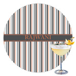 Gray Stripes Printed Drink Topper - 3.5" (Personalized)