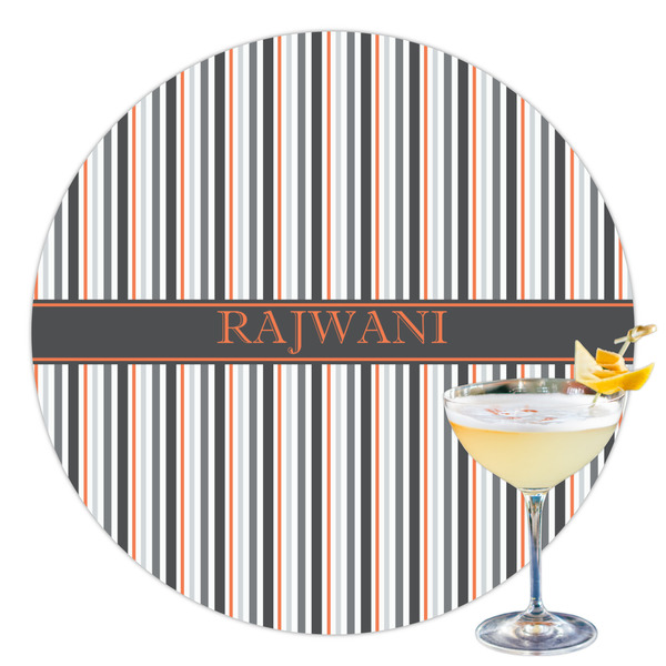 Custom Gray Stripes Printed Drink Topper - 3.5" (Personalized)