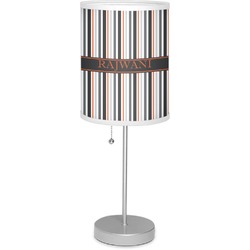 Gray Stripes 7" Drum Lamp with Shade (Personalized)