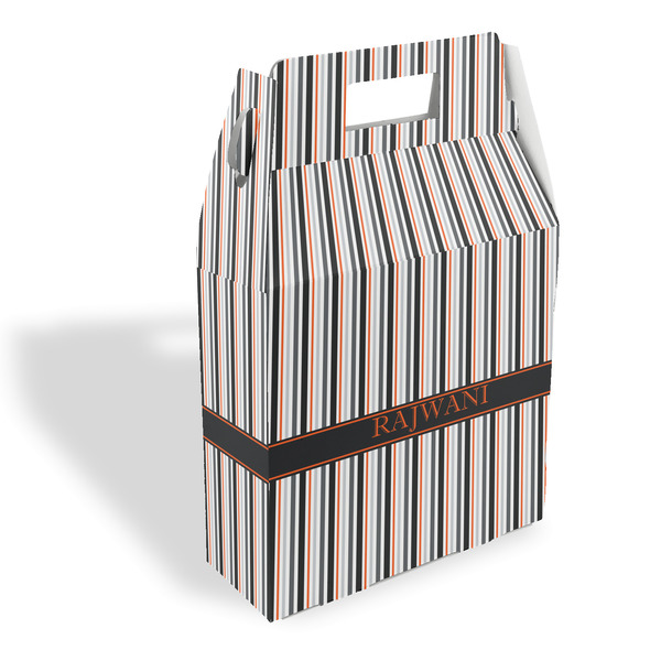 Custom Gray Stripes Gable Favor Box (Personalized)