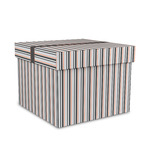 Gray Stripes Gift Box with Lid - Canvas Wrapped - Medium (Personalized)