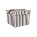 Gray Stripes Gift Box with Lid - Canvas Wrapped - Small (Personalized)