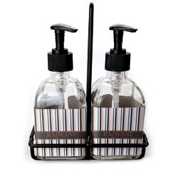 Gray Stripes Glass Soap & Lotion Bottles (Personalized)