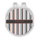 Gray Stripes Golf Ball Marker - Hat Clip - Silver